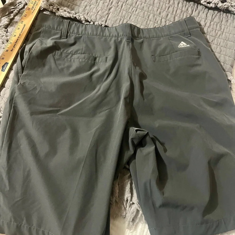 Adidas Men's Dark Gray Flat Front Shorts - 36